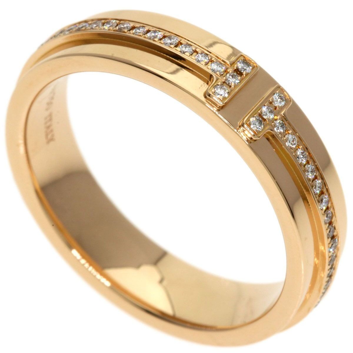 Tiffany & Co T Narrow Diamond Ring 18k Pink Gold