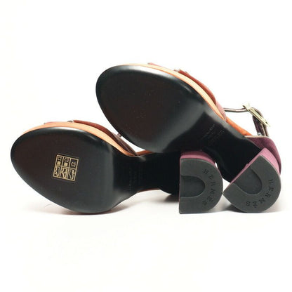 Hermes Sandals Size 35.5 Ankle Strap Sandals Shoes Velour Chunky