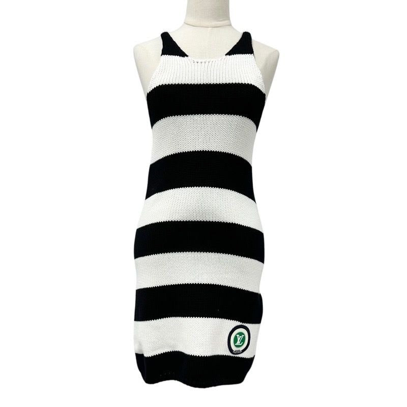 Louis Vuitton Dress Cotton Black White Logo Patch Border