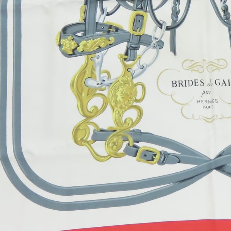 Hermes Scarf Carre 90 Silk Red Gold Gray Ceremonial Maitreya Apparel Women