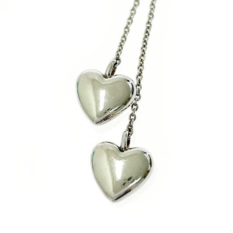 Tiffany & Co Silver Double Drop Heart Necklace 5.0g 925 Engraved 417878 Necklace