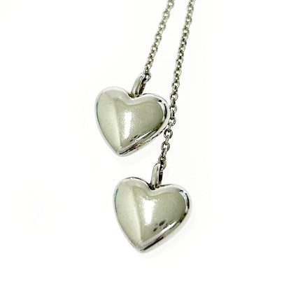 Tiffany & Co Silver Double Drop Heart Necklace 5.0g 925 Engraved 417878 Necklace