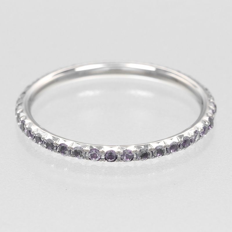 Tiffany & Co Metro 18kwhite Gold X Full Eternity Amethyst #6.5 Ladies 1g Ring