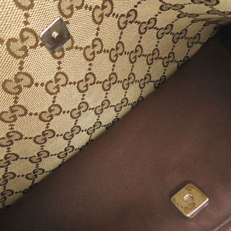 Gucci 145857 GG Canvas Brown Shoulder Bag Brown 0470 Gucci