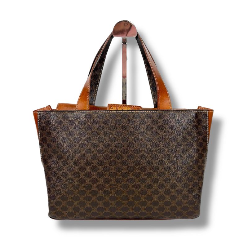 Celine Mini Tote Handbag Macadam Pattern Pvcleather Brown