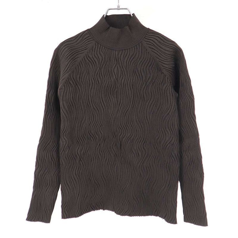 Hermes 23 AW Random Pleats High Neck Knit Sweater 3 H2626 dp Black 40