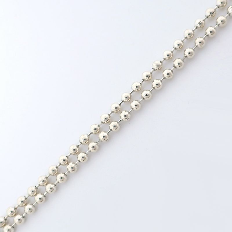 Gucci Logo Bar Double Ball Chain Silver 925 Unisex 22.3g Necklace