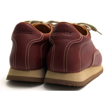 Hermes Shoes Sneakers Low Cut Women Leather Red Brown — view 4