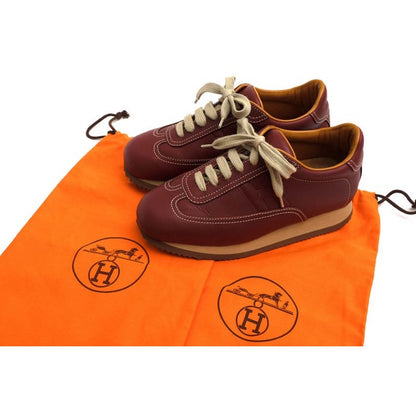 Hermes Shoes Sneakers Low Cut Women Leather Red Brown — view 8