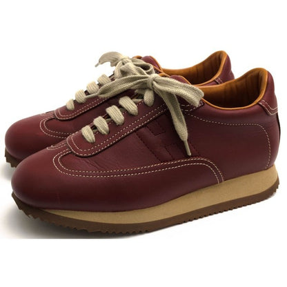 Hermes Shoes Sneakers Low Cut Women Leather Red Brown