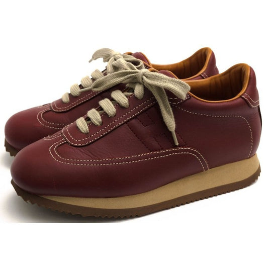 Hermes Shoes Sneakers Low Cut Women Leather Red Brown