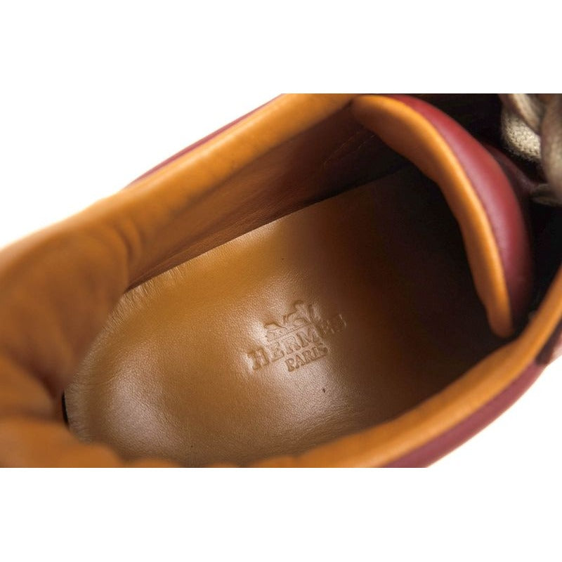 Hermes Shoes Sneakers Low Cut Women Leather Red Brown — view 9