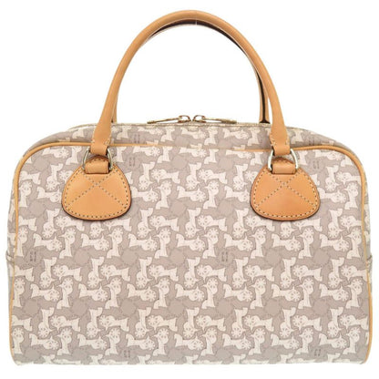 Celine Sulky Carriage PVC Leather Gray White Handbag Boston Bag 1198 Celine