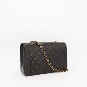 Chanel Matelasse Diana Chain Shoulder Bag Shoulder Bag Black Lambskin