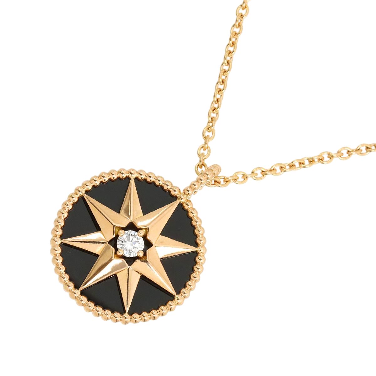 Dior Medallion Onyx Diamond Necklace 18K Pink Gold