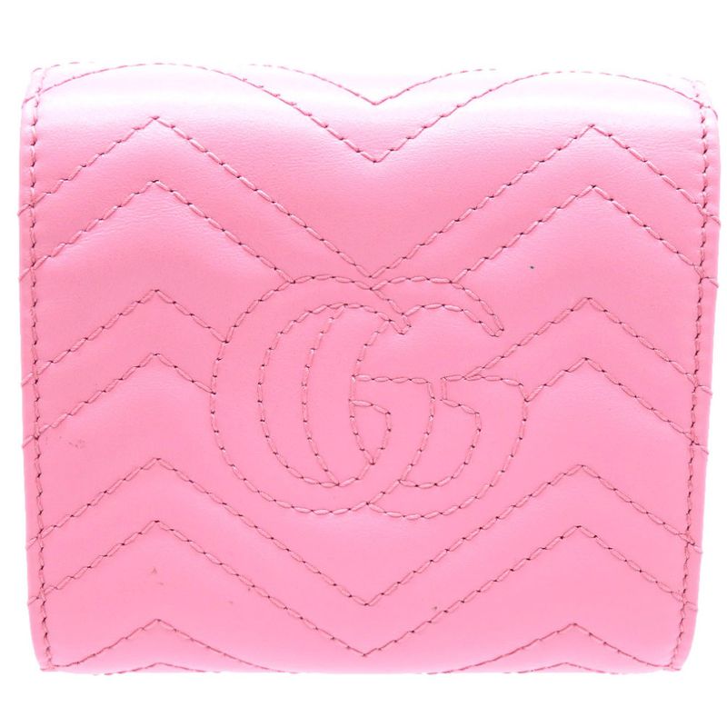 Gucci Compact Wallet GG Marmont 598629 Bifold Wallet Leather Pink 0052 Gucci