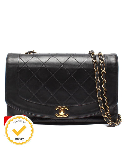 Chanel Chain Shoulder Bag Gold Single Flap Diana Quilted Lambskin