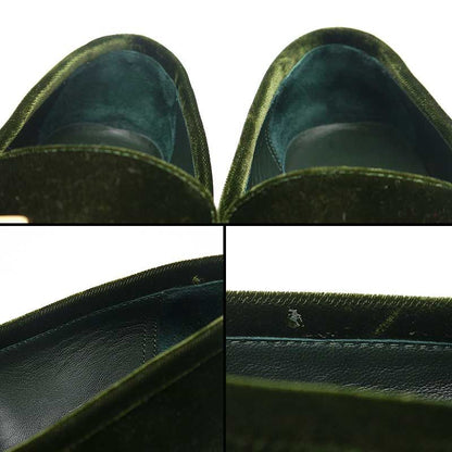 Hermes Moccasins Paris Velours 36.5 Women's Green And Gold Hardware
