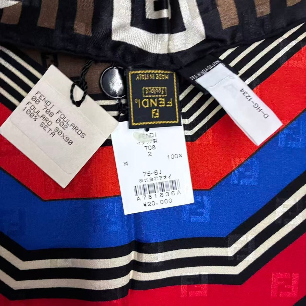 Fendi Large Silk Scarf Zucca Pattern Pecan Red Brown — view 9