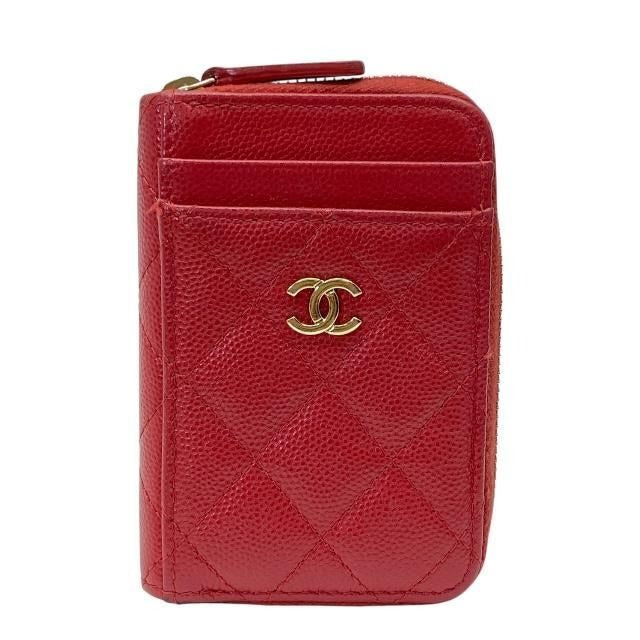 Chanel Quilted Timeless Classic Caviar Leather Card Case Coin Coco Mark