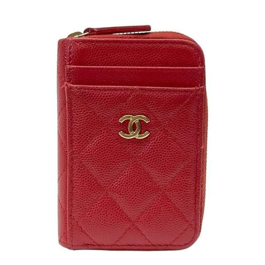 Chanel Quilted Timeless Classic Caviar Leather Card Case Coin Coco Mark