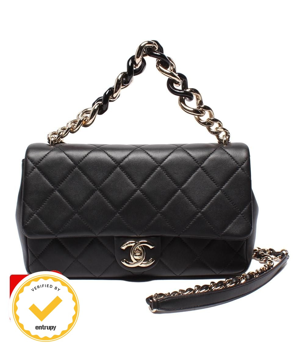 Chanel 2-Way Chain Shoulder Bag Quilted Lambskin Gold