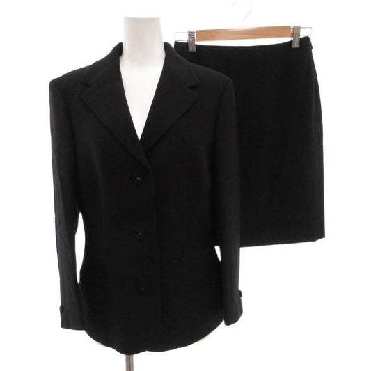 Versace Gianni Suit Set Formal Jacket Skirt Wool Knee Length Black