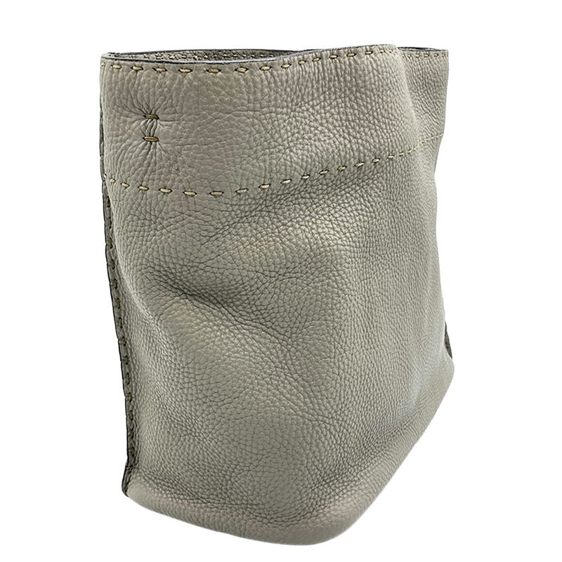 Fendi Selleria Anna Small Shoulder Bag Leather Gray Silver Hardware 2WAY Women