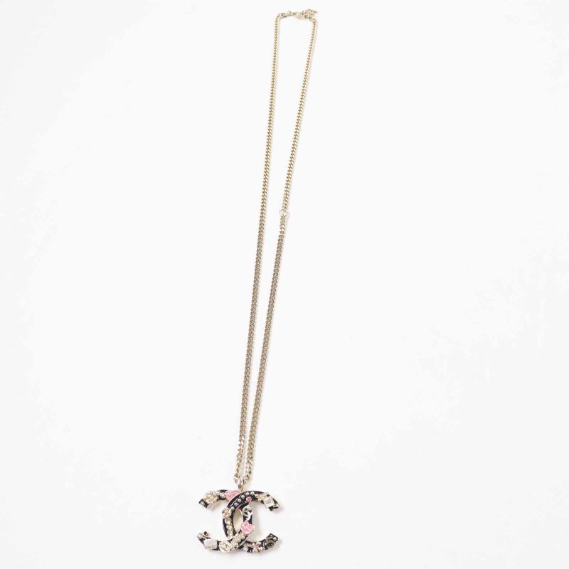 CHANEL B24P Abd325 Camellia Perfume Bag Icon Design Large Coco Mark Necklace