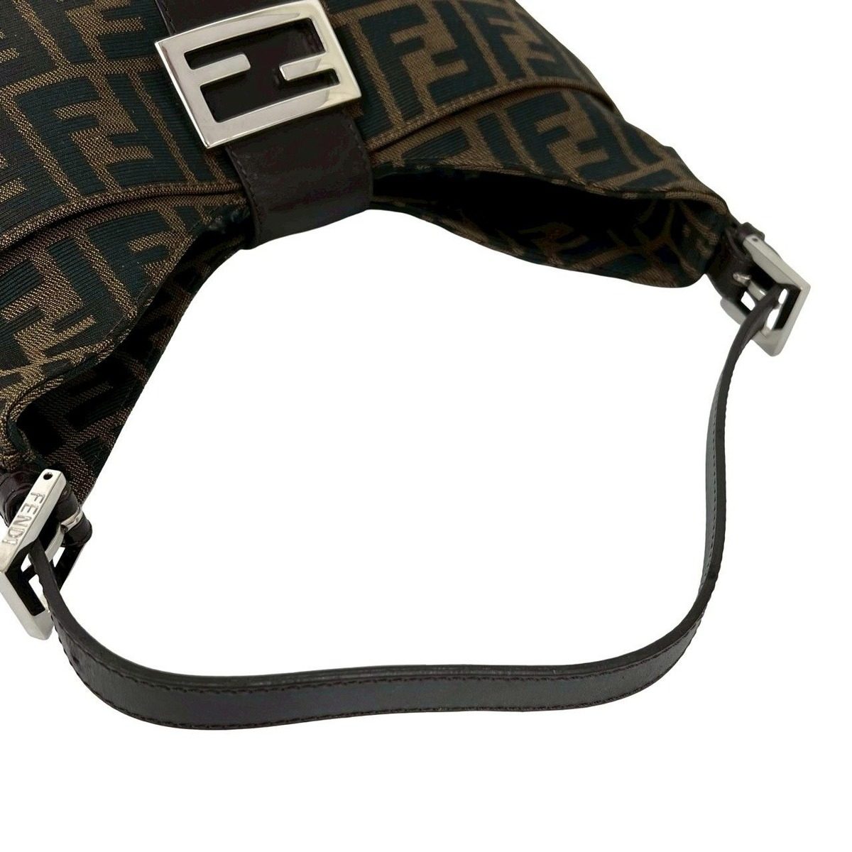 Fendi Vintage Zucca FF Logo Pattern Nylon Leather Shoulder Bag Brown — view 4