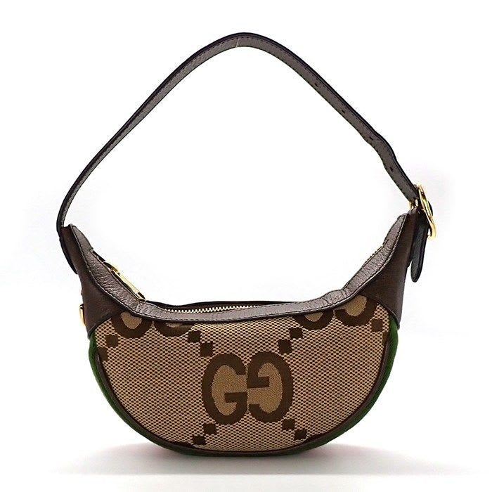 Gucci Shoulder Bag Ophidia Mini Camel Ebony Jumbo GG Canvas