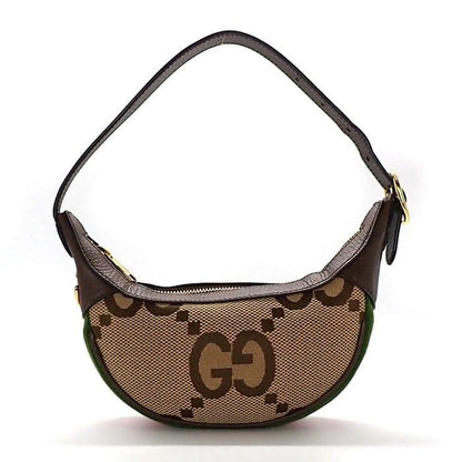 Gucci Shoulder Bag Ophidia Mini Camel Ebony Jumbo GG Canvas