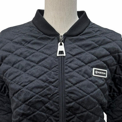 Louis Vuitton Wool Blend Rubber Logo Patch Diamond Knit Zip UP Quilted Jacket — view 4