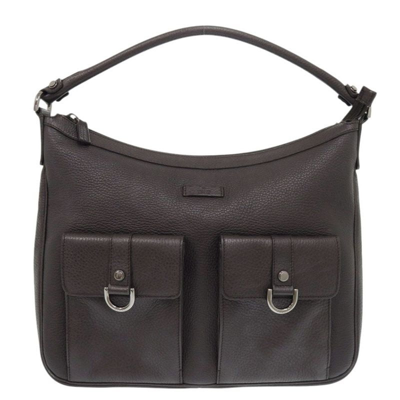 Gucci one Shoulder Bag Leather Dark Brown Handbag 1175