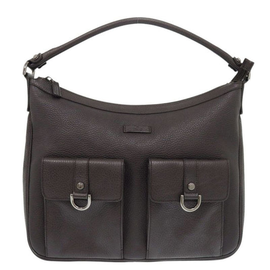 Gucci one Shoulder Bag Leather Dark Brown Handbag 1175
