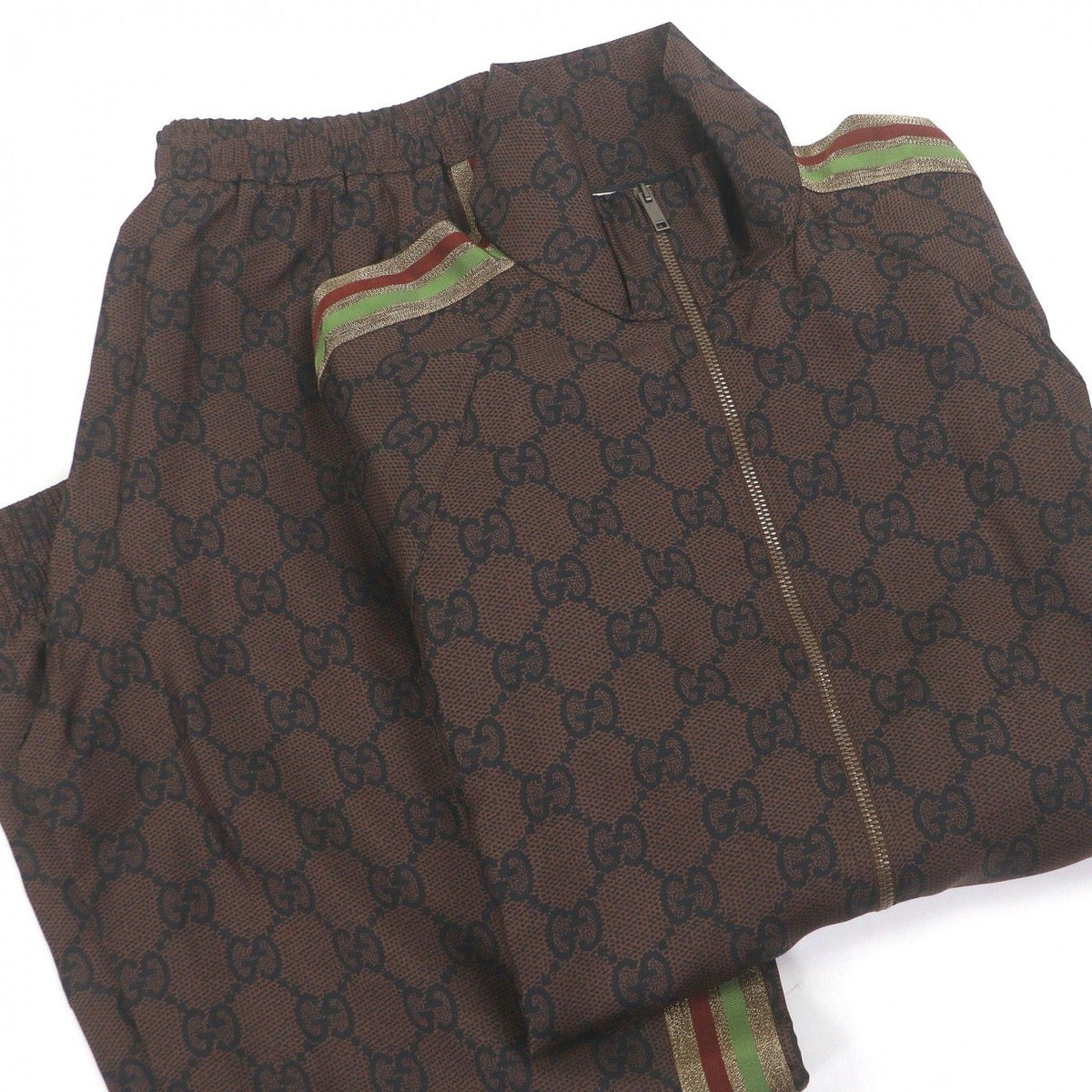 Gucci Silk Web Stripe GG Supreme Lightweight Track Jacket Pants