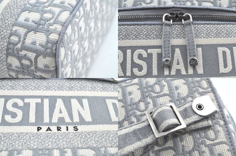Christian DIOR Trotter Cosmetic Bag Pouch Canvas Gray 2183n