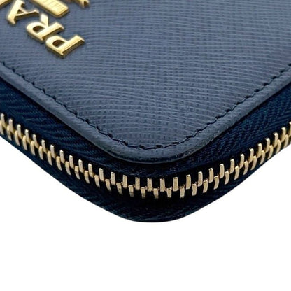 Prada Coin Case Blue Bluette Saffiano Metal