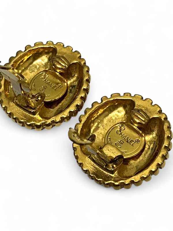 Chanel 1970-80's Coco Mark Circle Earrings Ladies Gold