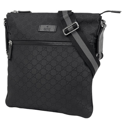 Gucci GG Pattern Shoulder Bag Crossbody Nylon Black