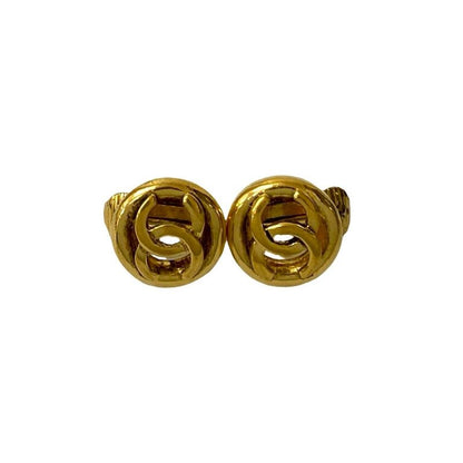 Chanel Vintage Coco Mark Motif Earrings Ear Cuff Accessories Gold 10010