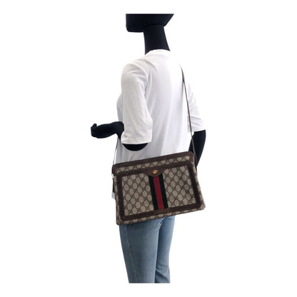 Gucci Vintage Old Gucci Sherry Line Beige Brown GG Supreme Canvas 010-378