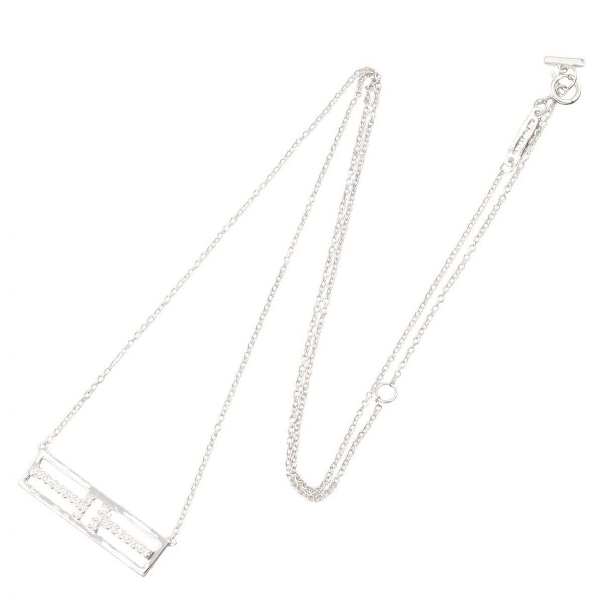 Tiffany & Co Necklace T-open Horizontal Diamond 40 18k White Gold — view 2