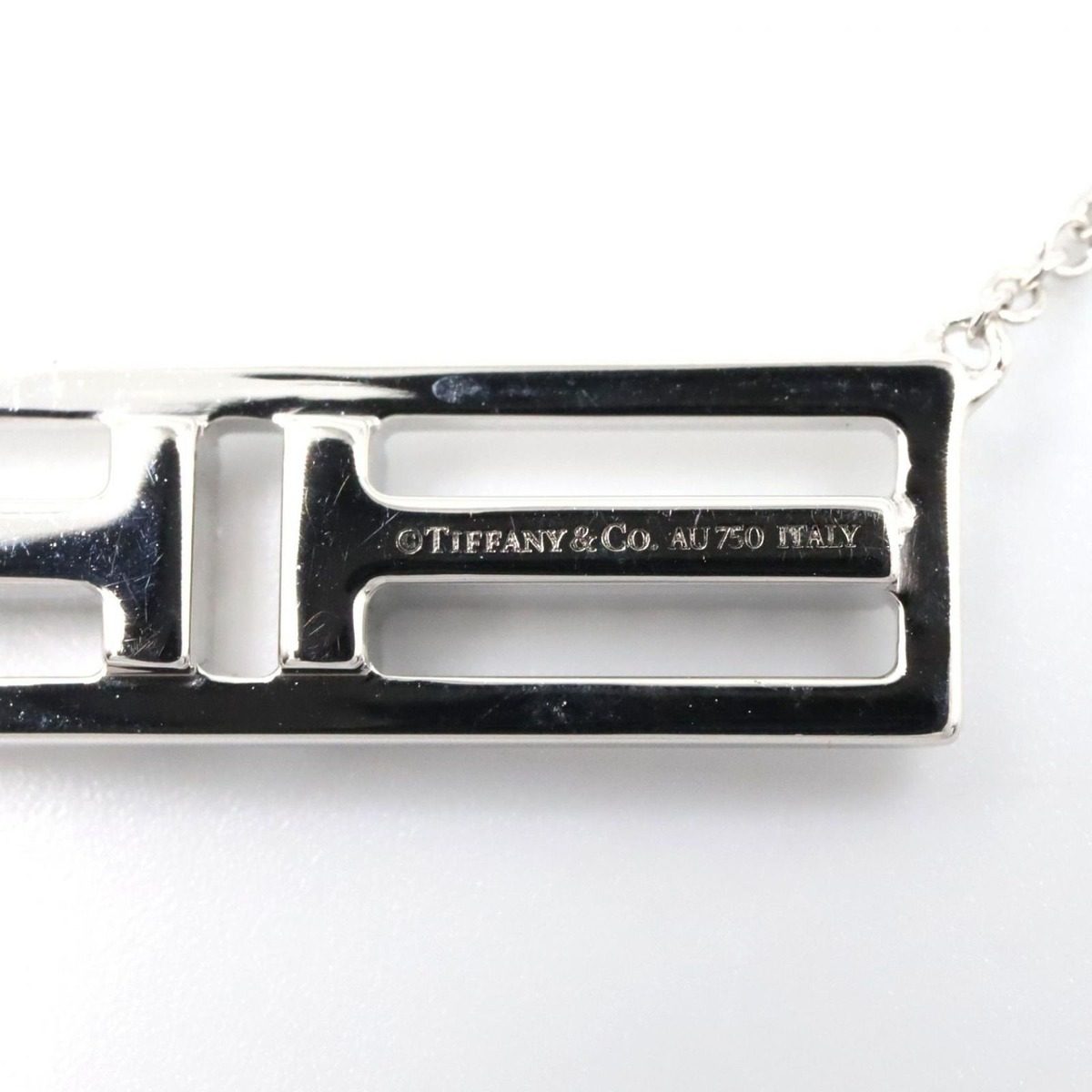 Tiffany & Co Necklace T-open Horizontal Diamond 40 18k White Gold — view 3
