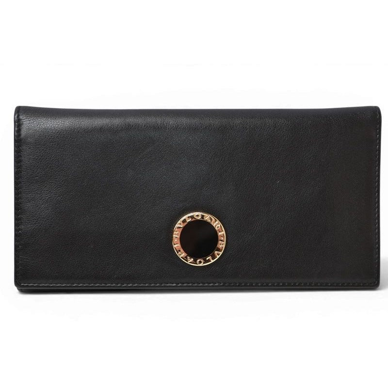Bvlgari Wallet Leather Black Gold