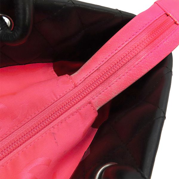 Chanel Tote Bag Cambon Line Medium Leather Enamel Black Silver Hardware Black