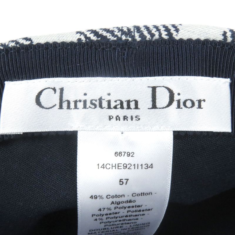 Christian DIOR 14che921i134 Checked Lined Oblique Hat Baseball Cap Navy 57