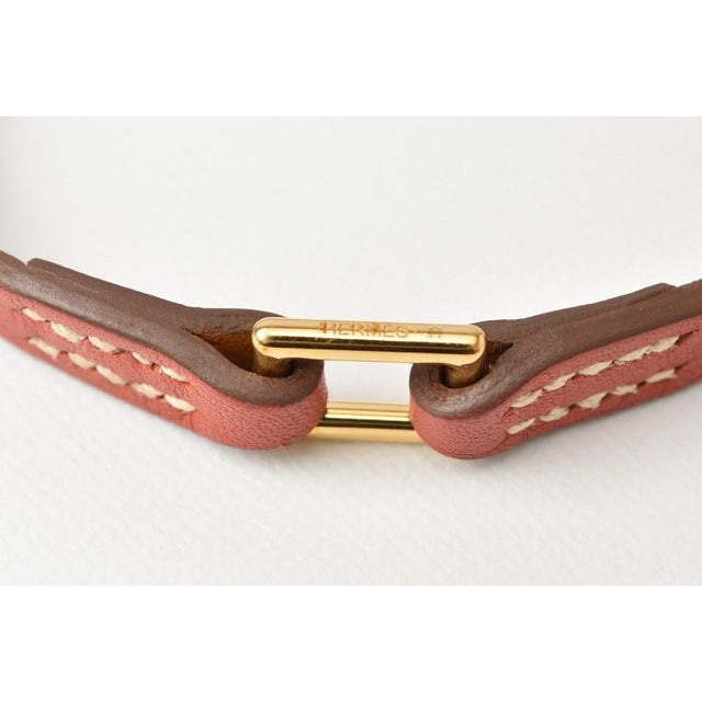 Hermes Bangle Bracelet Pinkish Brown Gold Size — view 3