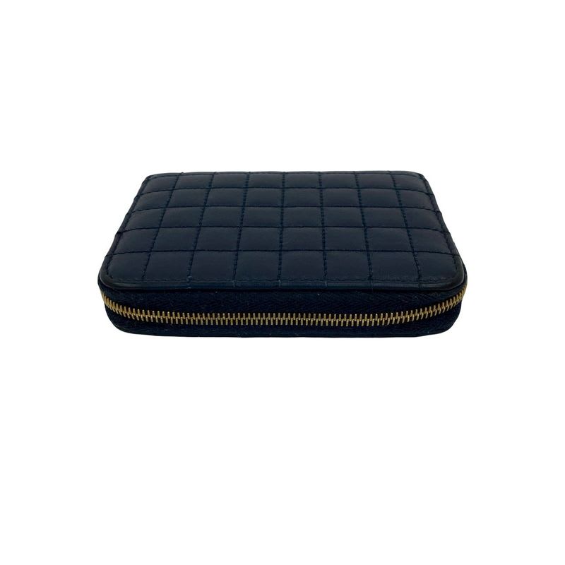 Celine Ccharm Compact Wallet Quilted Leather Round Zip Bifold