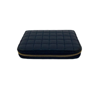 Celine Ccharm Compact Wallet Quilted Leather Round Zip Bifold